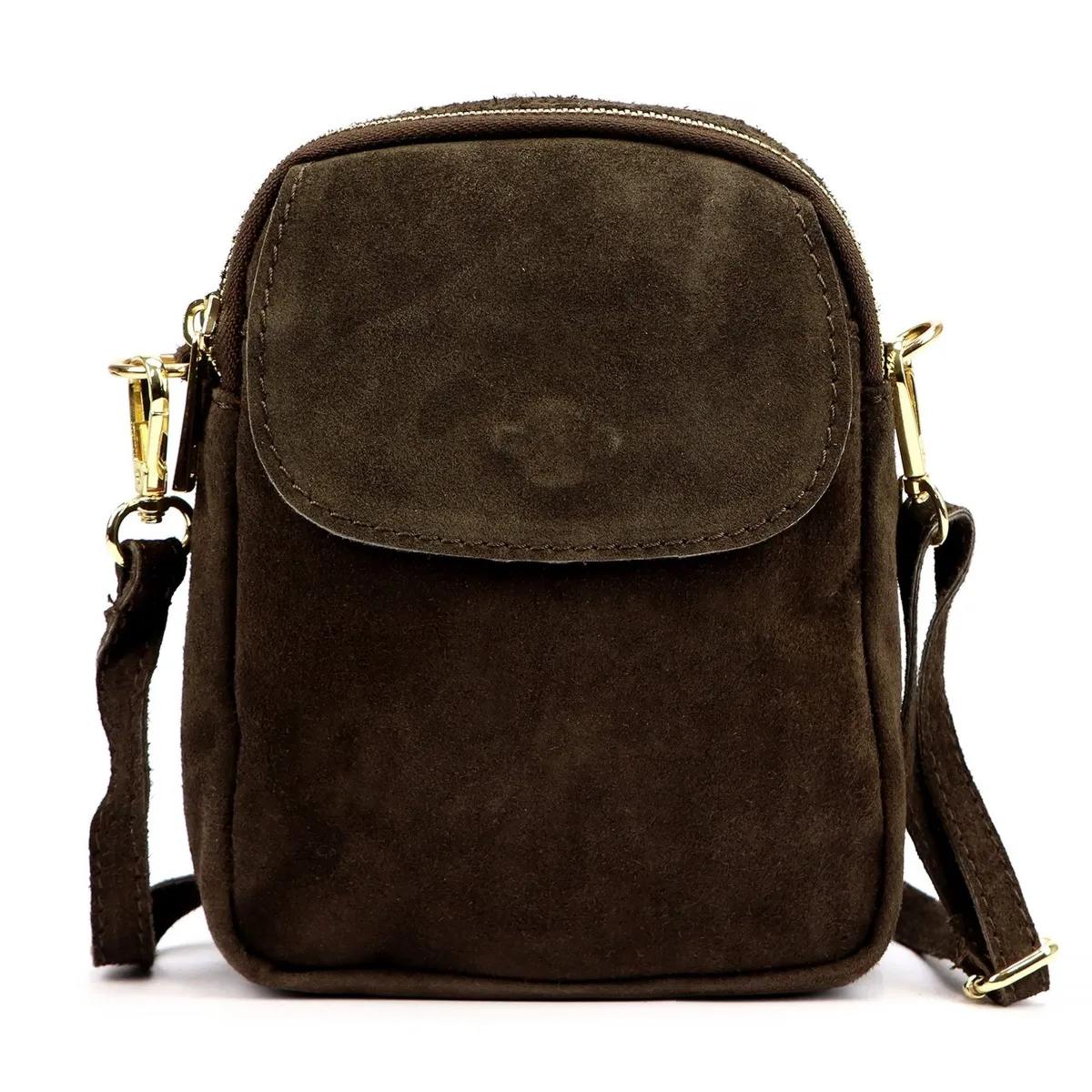 Luka Mała damska dwukomorowa listonoszka skórzana zamszowa przez ramię