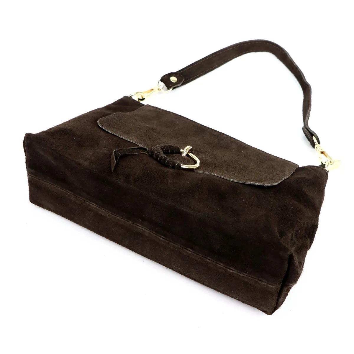 Damska torebka na ramię zgrabna listonoszka skórzana zamszowa marki Luka