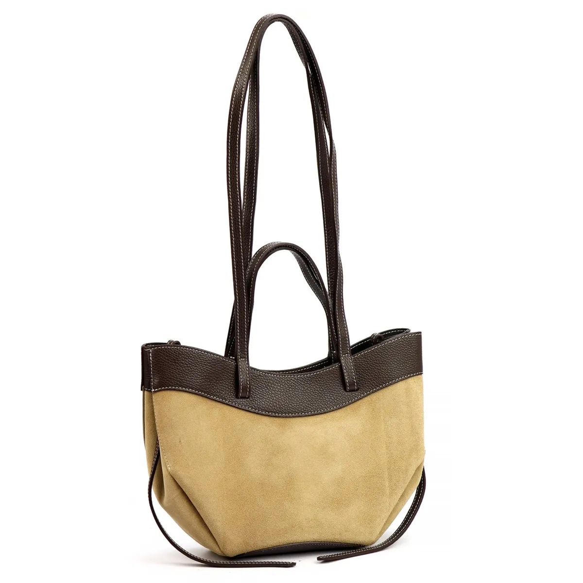 Vera Pelle damska torebka na ramię stylowa shopperbag zamsz z kosmetyczką