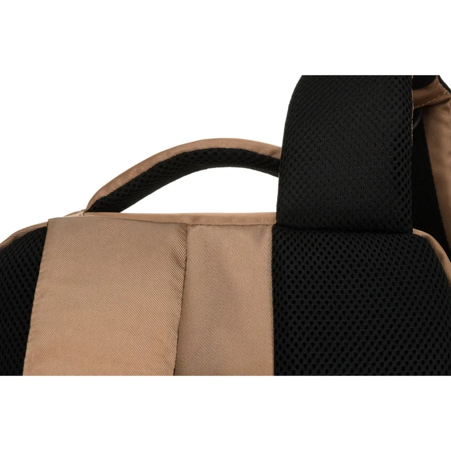 Plecak podróżny z poliestru w beżowym kolorze, zawieszony na oddychających szelkach - Peterson