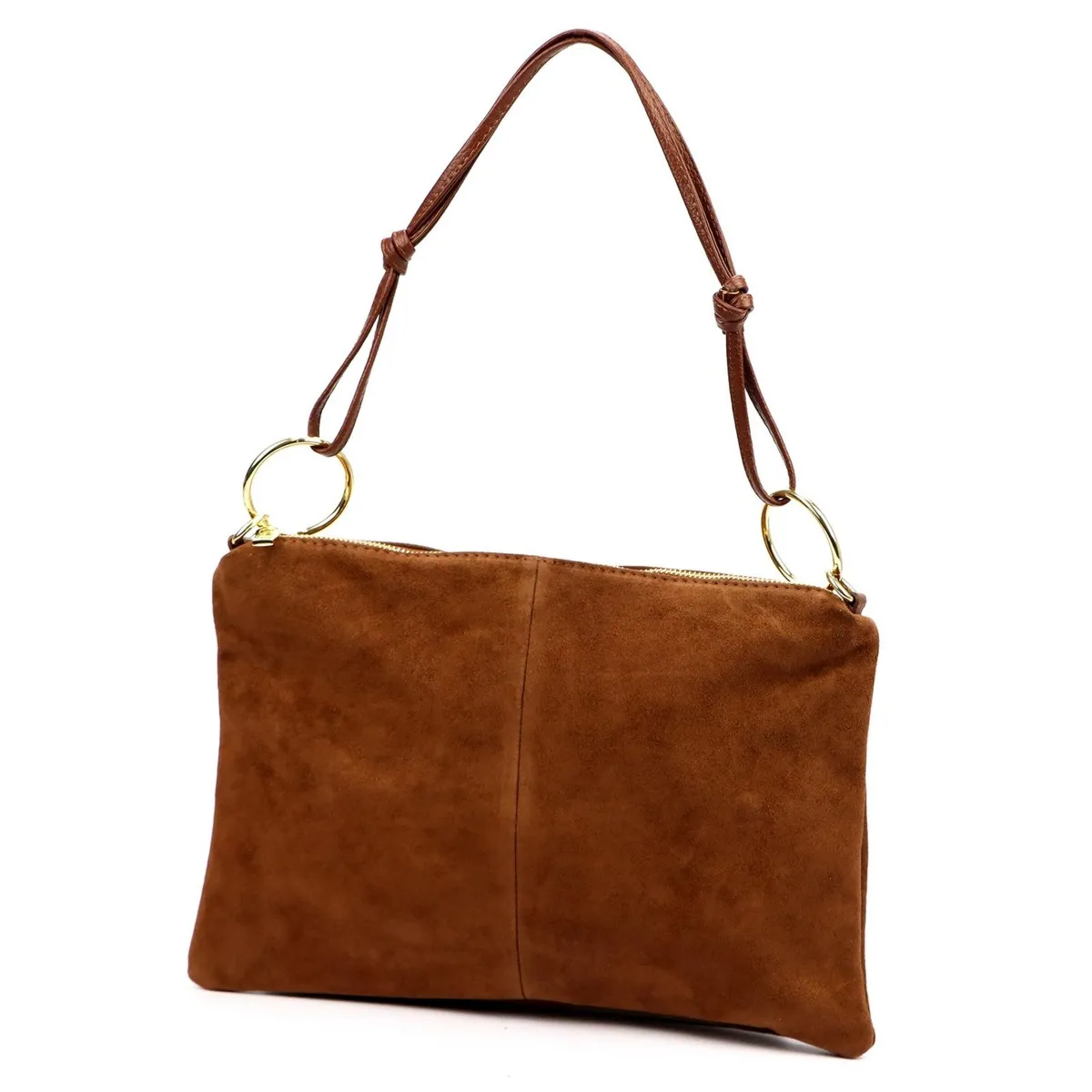 Skórzana Zgrabna damska listonoszka na ramię z kieszenią zasuwaną Luka