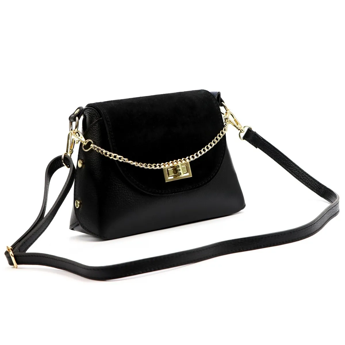 Damska listonoszka do ręki połączenie skóry naturalnej i zamszu Luka