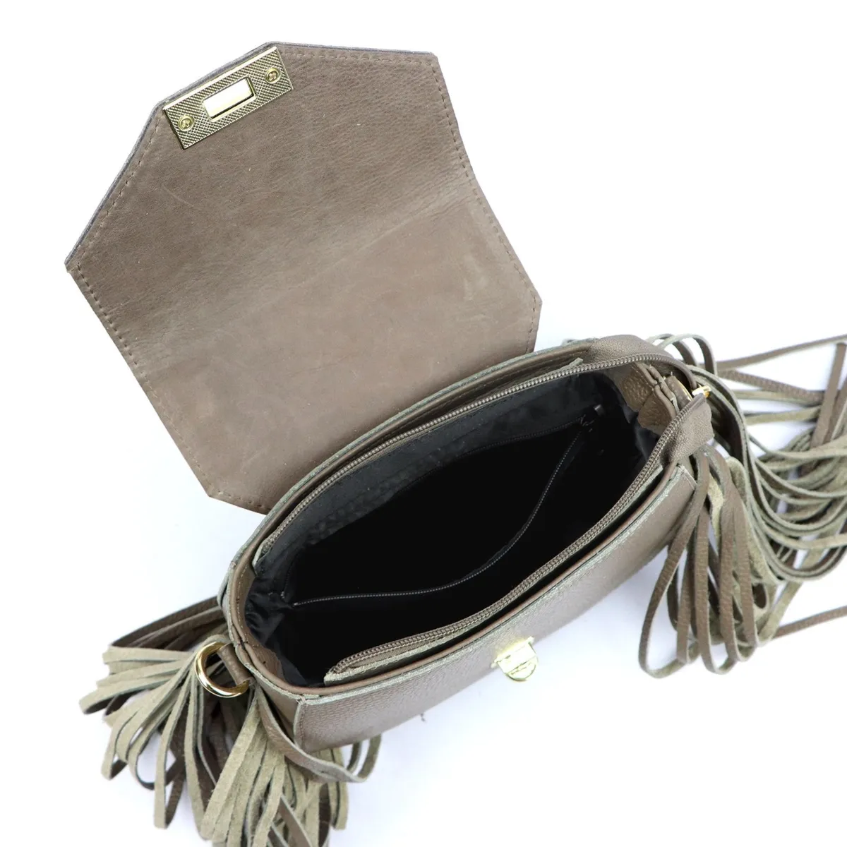 Boho damska skórzana listonoszka z frędzlami torebka na ramię Luka