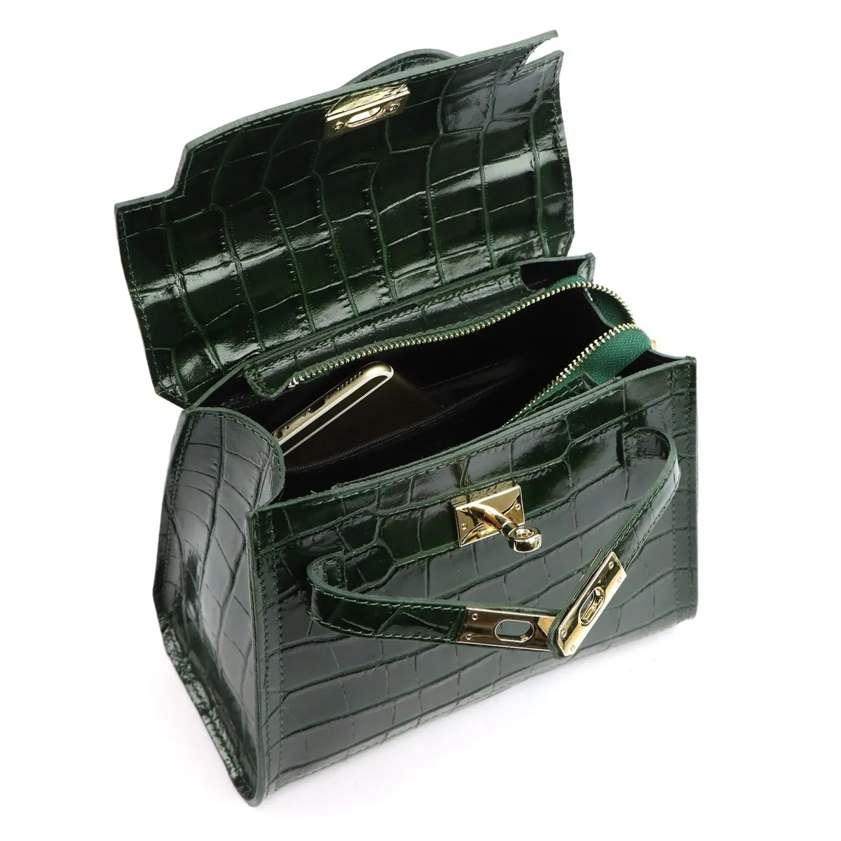 Damska listonoszka skórzana wzór skóra krokodyla z paskiem Luka