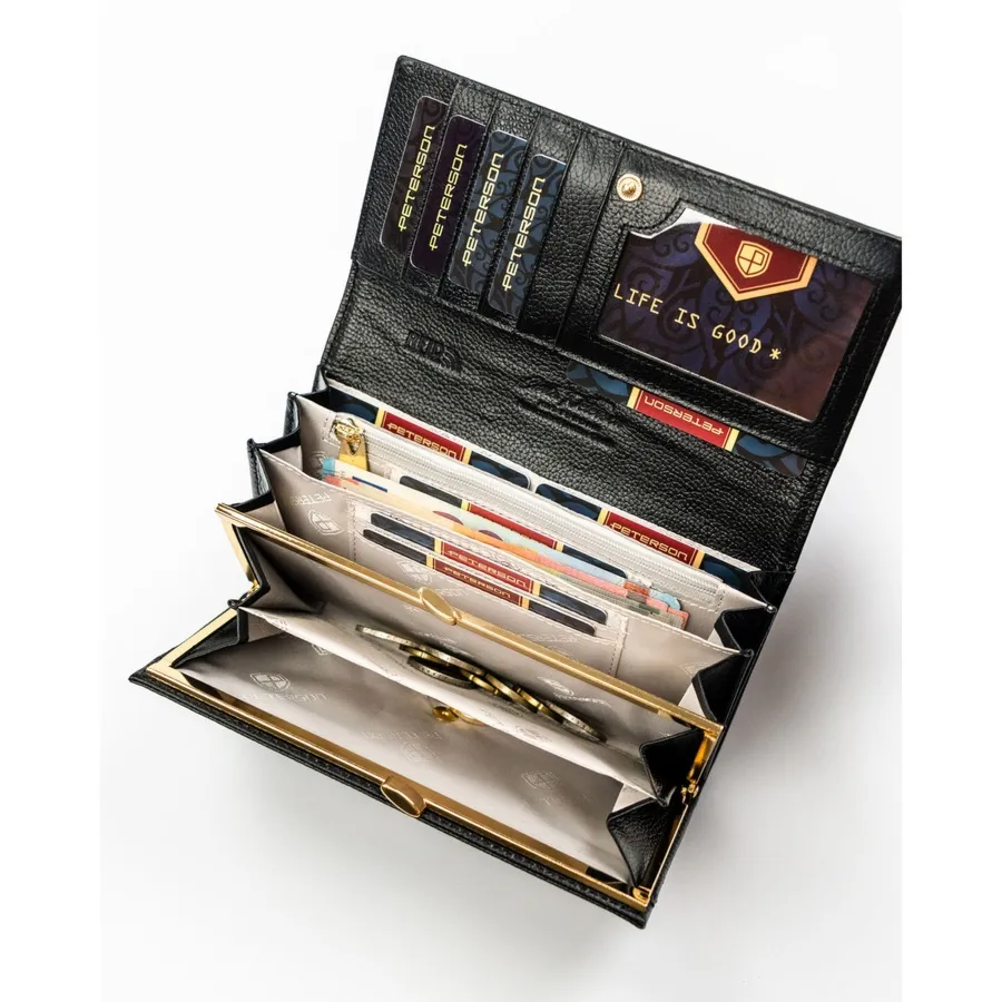 skóra naturalna + Damski portfel ze skóry ekologicznej Peterson PTN PS122-MLF