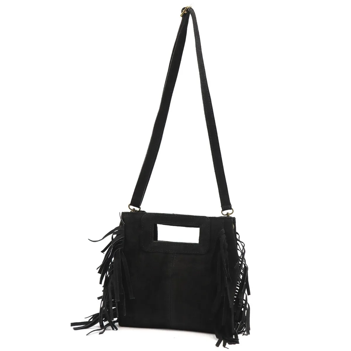 Luka damska listonoszka skórzana zamsz torebka na ramię boho frędzle