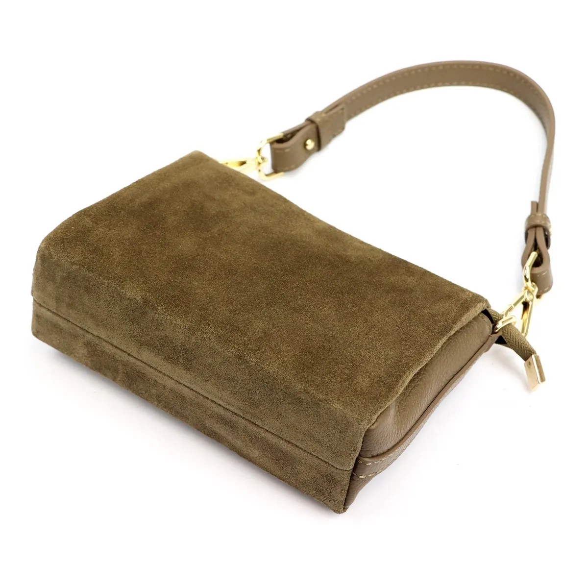 Luka damska listonoszka skórzana zamsz trzykomorowa torebka na ramię