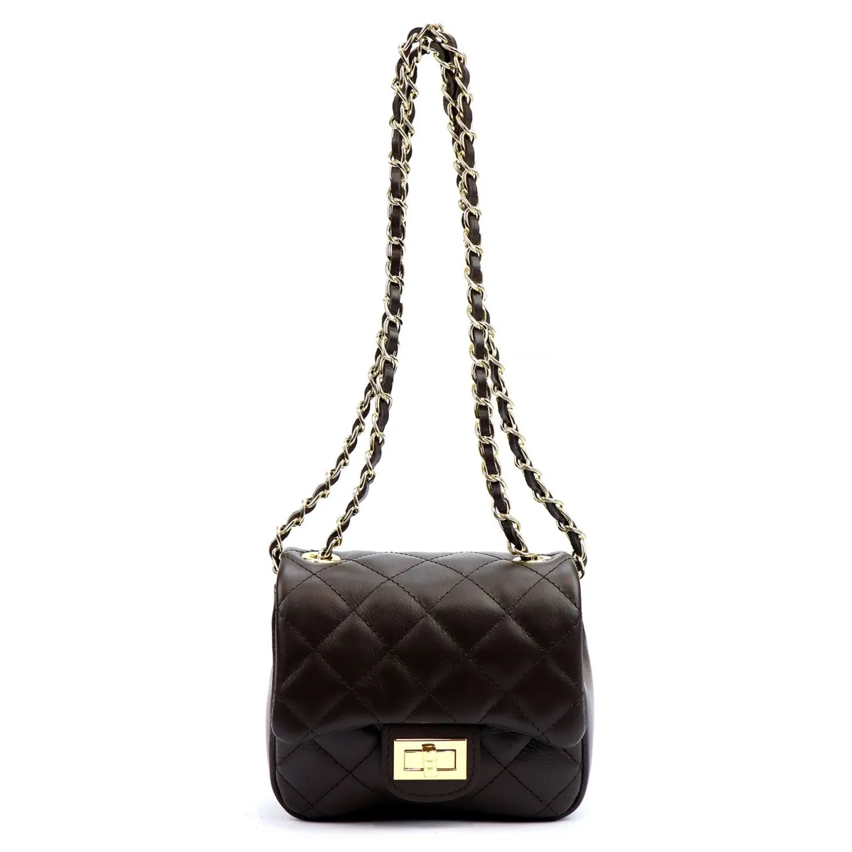 Luka pikowana listonoszka torebka na ramię skórzana pasek z łańcuszkiem