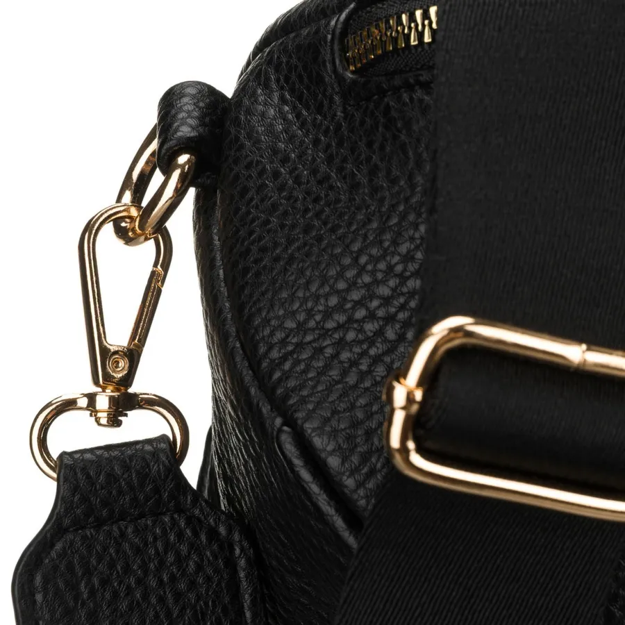 Praktyczna, miejska nerka damska ze skóry ekologicznej w czarnym kolorze, jednokomorowa - Peterson