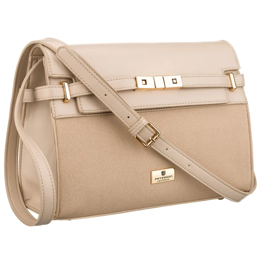 Beżowa torebka damska zamykana suwakiem i magnesem - Peterson