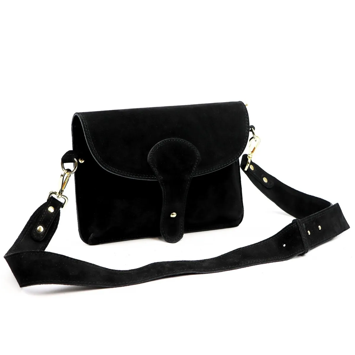 Luka zamszowa damska listonoszka torebka na ramię skórzana z kieszenią