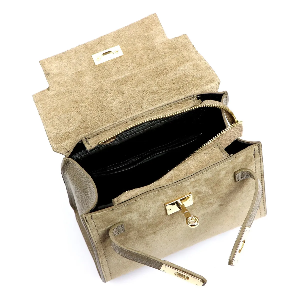 Vera Pelle mały damski kuferek skórzana torebka na ramię z paskiem