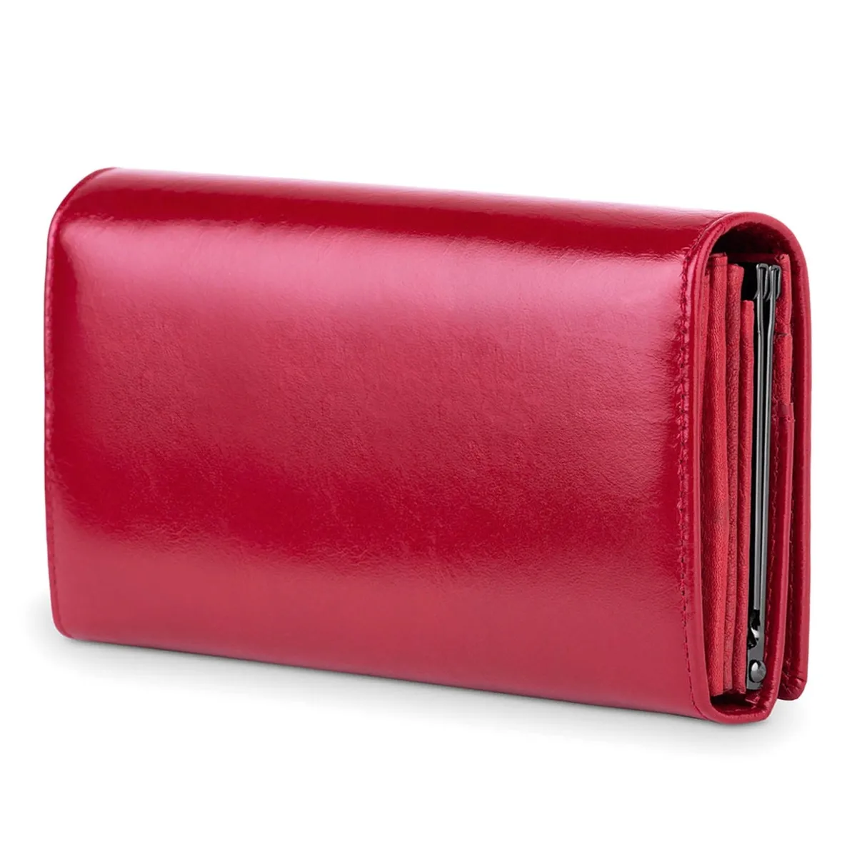 Skórzany damski klasyczny podłużny portfel duża portmonetka VerMari