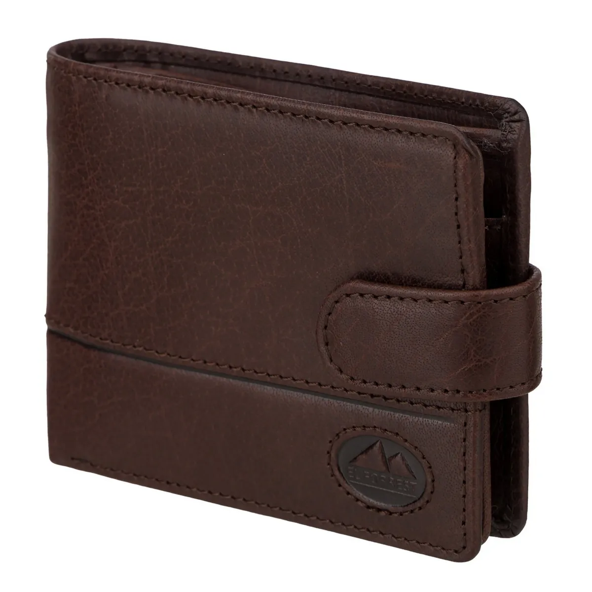 Zapinany Skórzany męski portfel poziomy przegrody kieszeń EL FORREST RFID