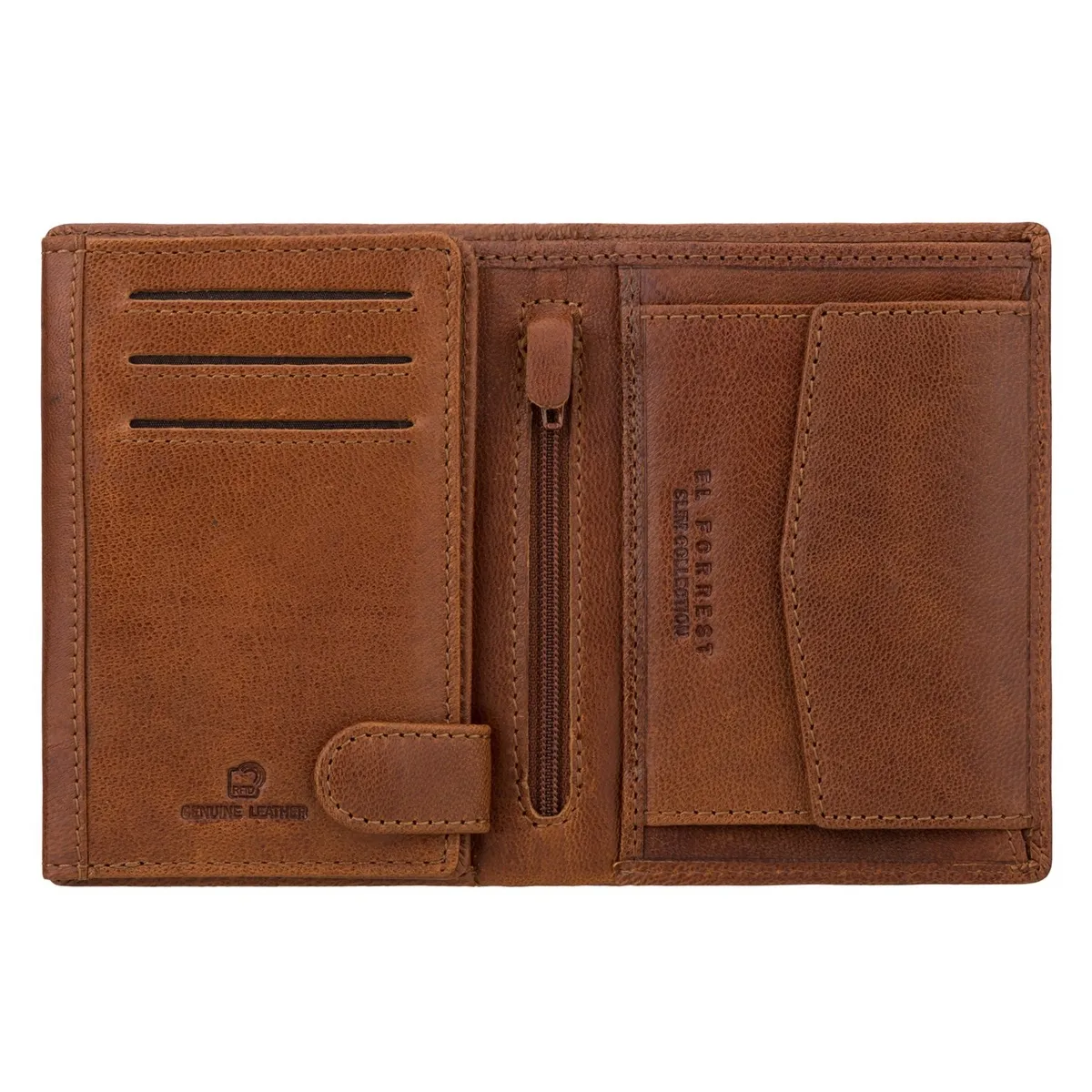 Pionowy składany Skórzany męski portfel przegrody kieszeń EL FORREST RFID