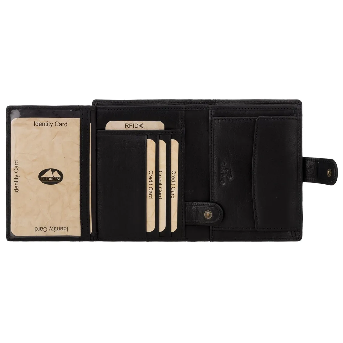 Pionowy Duży Skórzany męski portfel na zatrzask rozbudowany EL FORREST RFID