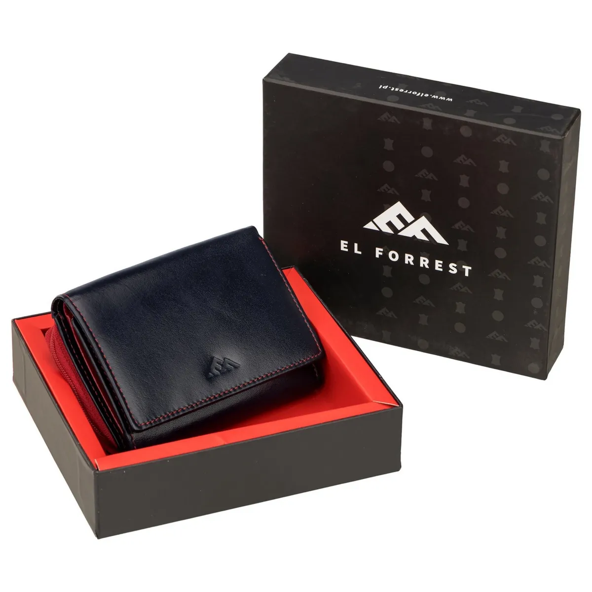 Zgrabna zamykana damska portmonetka skórzany portfel EL FORREST RFID