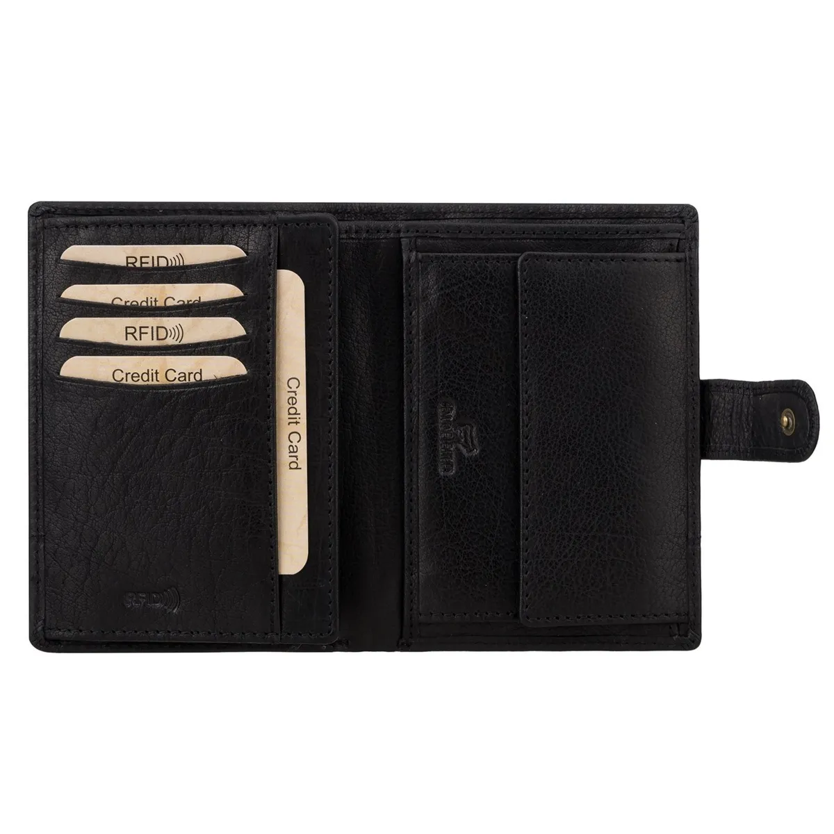 Pionowy Skórzany męski portfel zamykany na zatrzask EL FORREST RFID