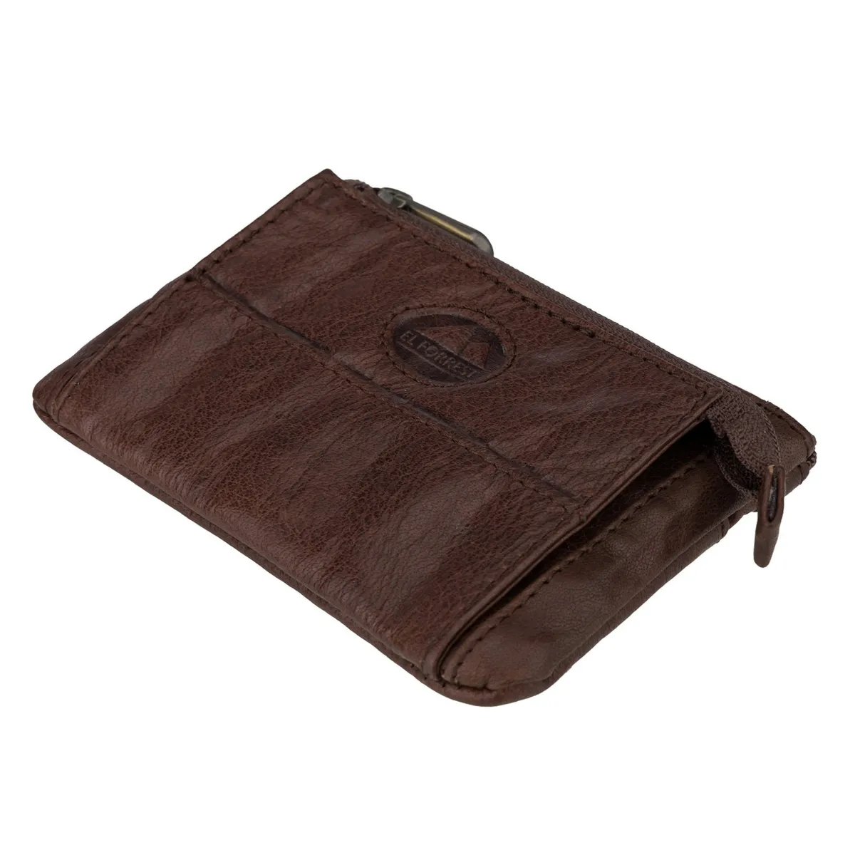 Małe Skórzane zapinane etui do kluczy damskie z kieszeniami EL FORREST