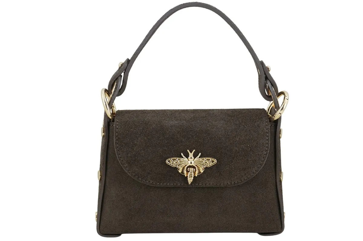 Zamszowa torebka wizytowa -  Brązowa ciemna