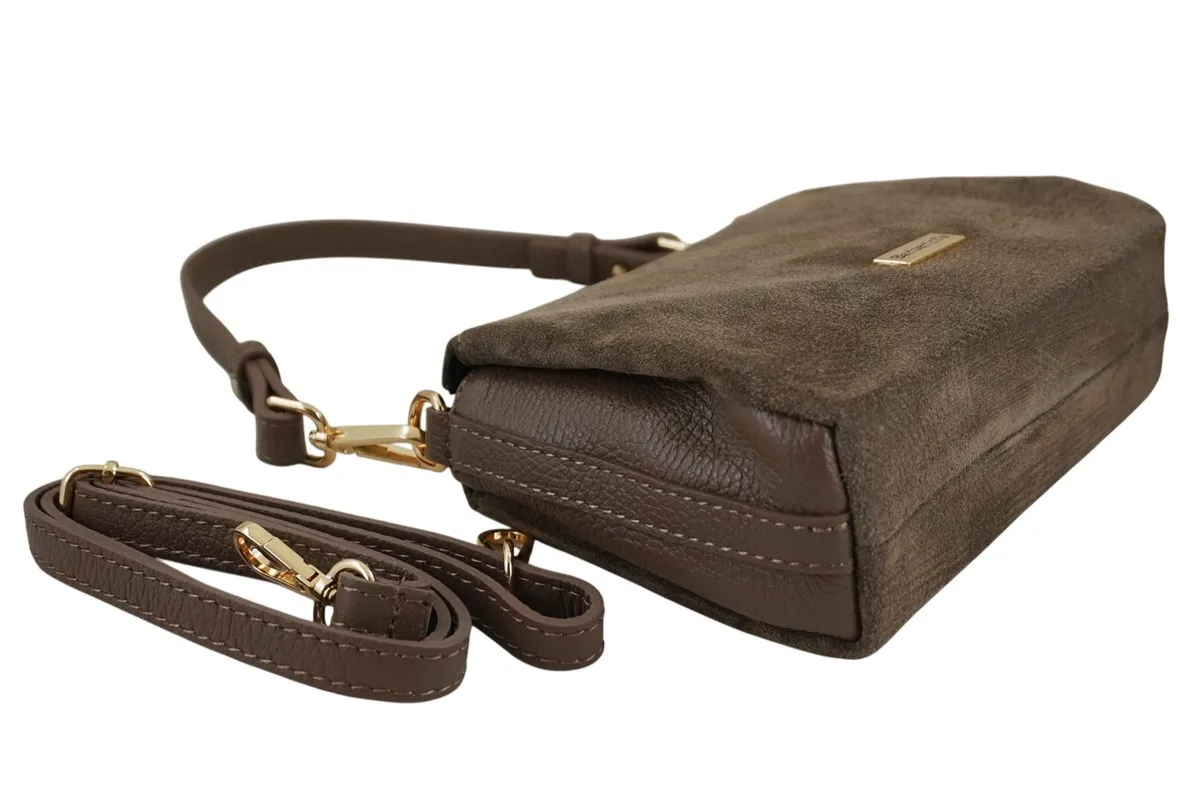 Zamszowa listonoszka damska Barberinis - Beżowa ciemna