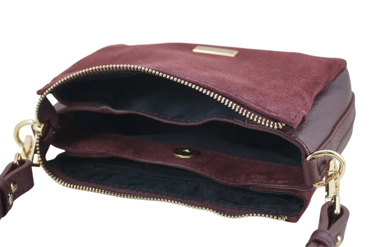 Zamszowa listonoszka damska Barberinis - Bordowa