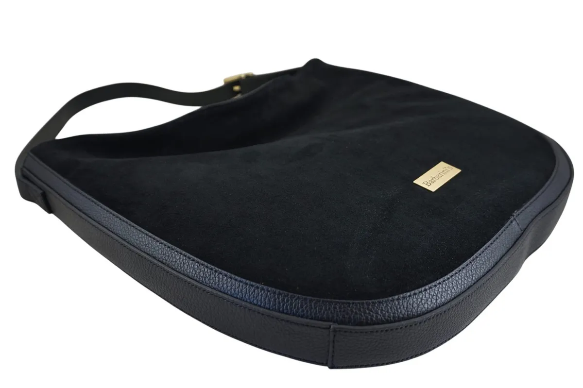 Duża torebka zamszowa na ramię - Czarna