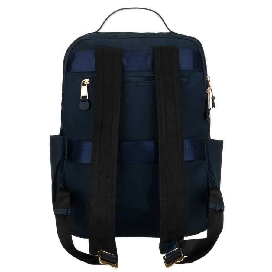 Nylonowy plecak damski w granatowym kolorze z uchwytem do mocowania na walizce - Peterson