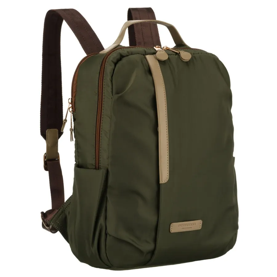 Zielony plecak damski zawieszony na regulowanych szelkach i zamykany suwakiem - Peterson