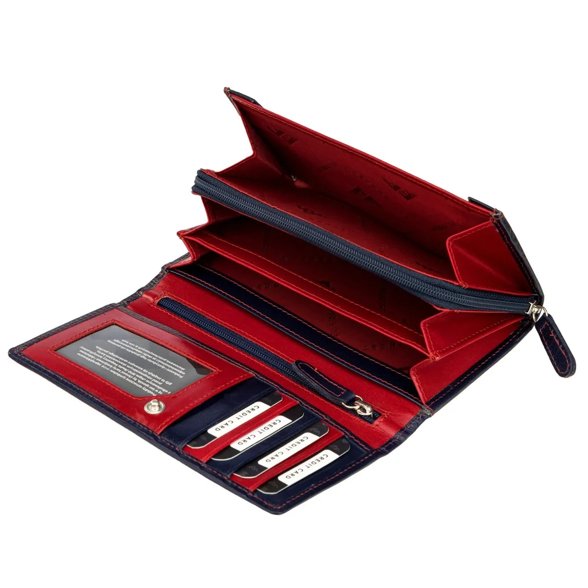 Zgrabny podłużny Skórzany damski portfel na zatrzask EL FORREST RFID