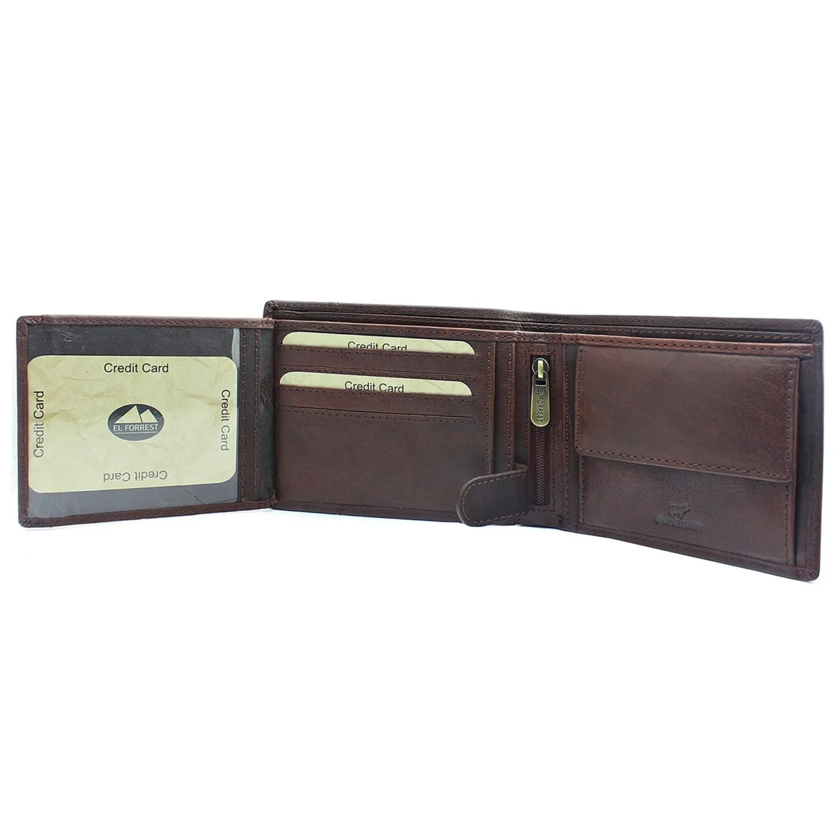 Rozbudowany Skórzany męski portfel dwie kieszenie EL FORREST RFID