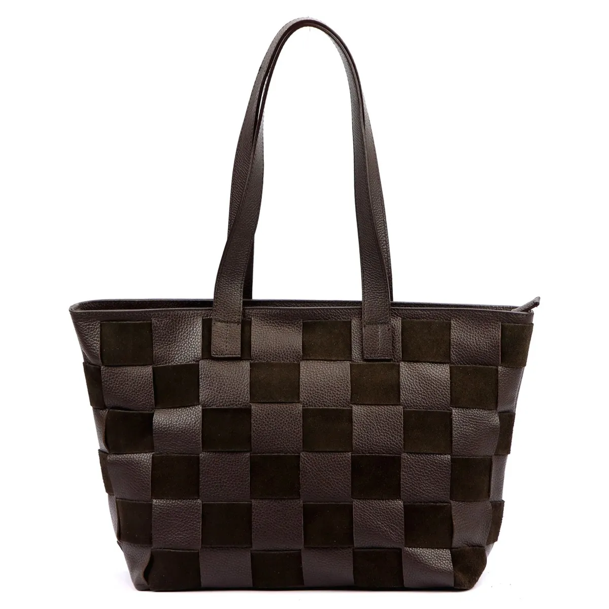 Luka Duża dwukomorowa damska shopperbag pleciony wzór torebka na ramię