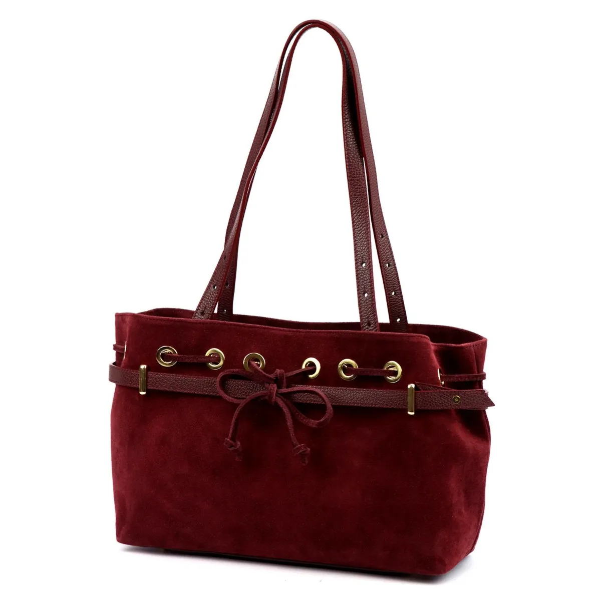 Shopperbag zamszowa damska skórzana torebka na ramię zapinana Camilla