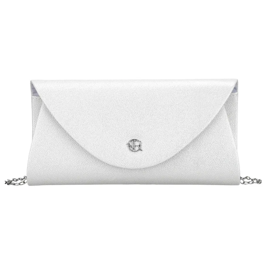 Srebrna kopertówka damska wykonana ze skóry ekologicznej zawieszona na łańcuszku - Rovicky