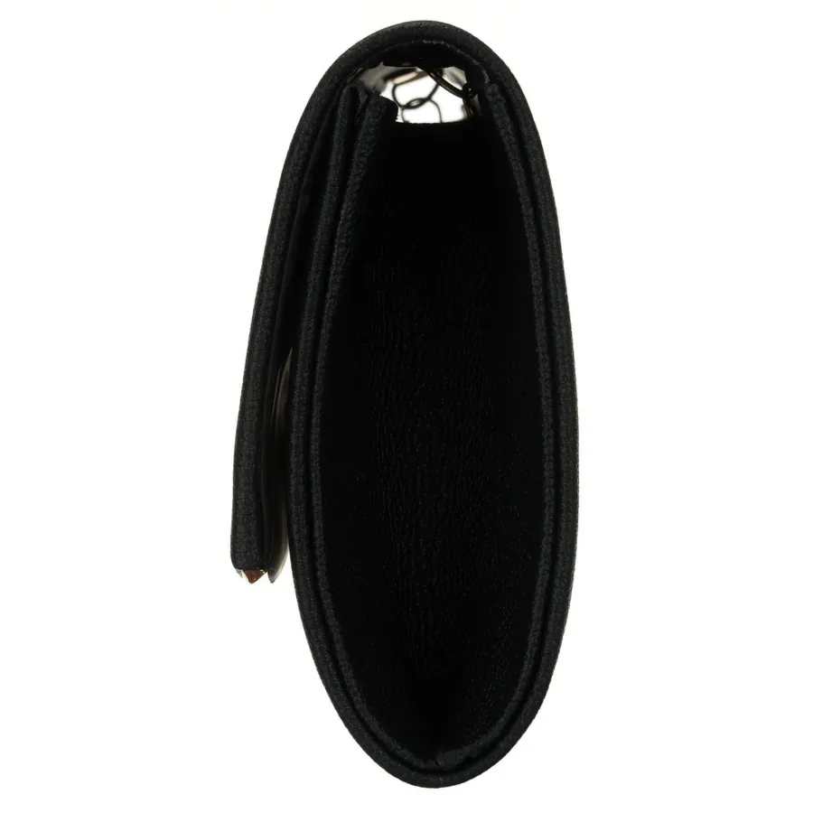 Czarna kopertówka damska wykonana ze skóry ekologicznej, zapinana klipsem magnetycznym - Rovicky