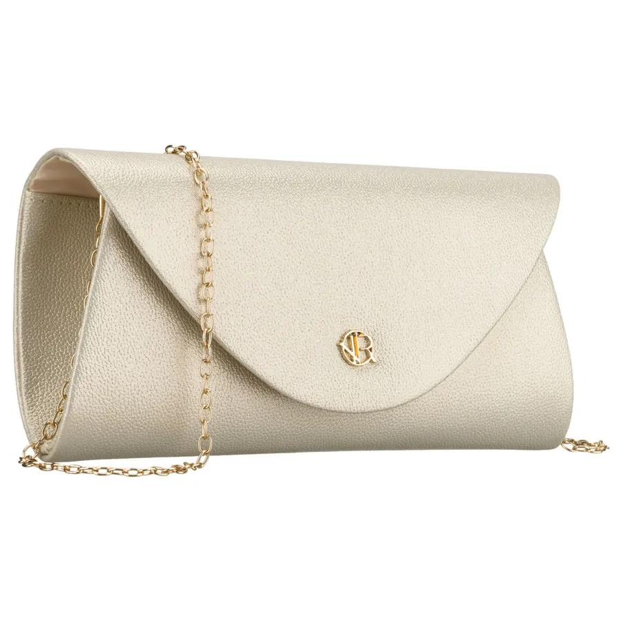 Złota kopertówka damska wykonana ze skóry ekologicznej zapinana klipsem magnetycznym - Rovicky