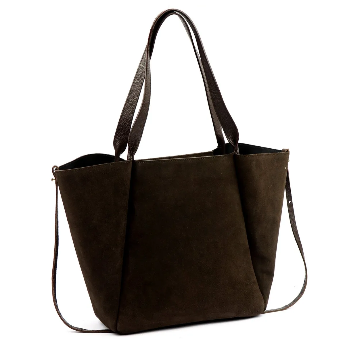 Damska duża skórzana zamszowa shopperbag z wyjmowaną kosmetyczką Luka