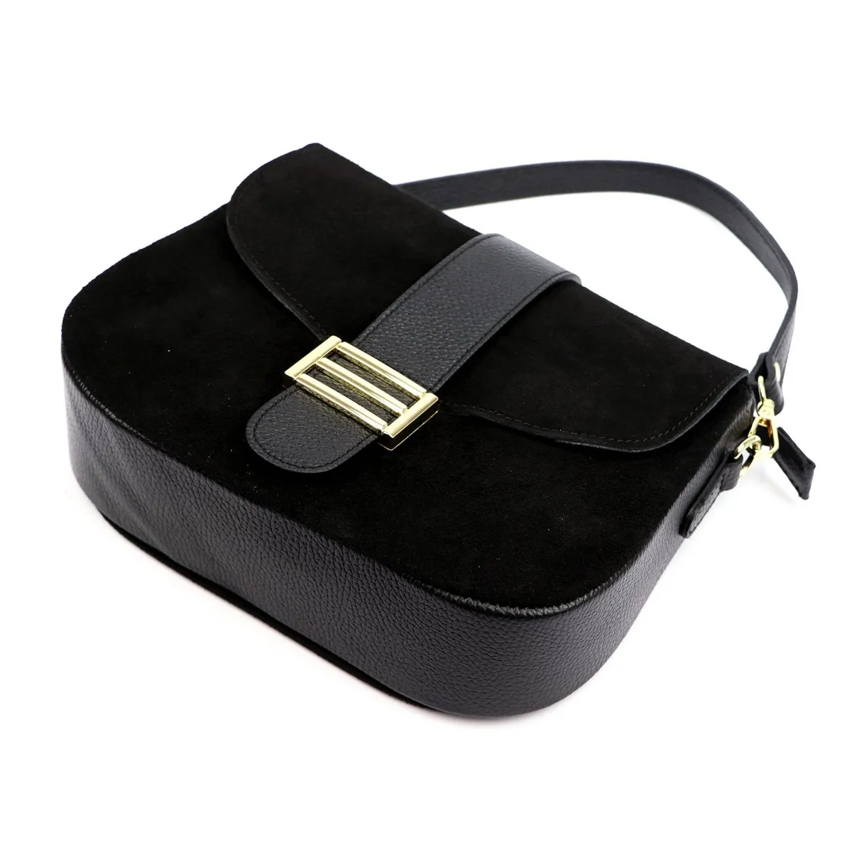 Vera Pelle Damska skórzana listonoszka torebka przez ramię z kieszenią