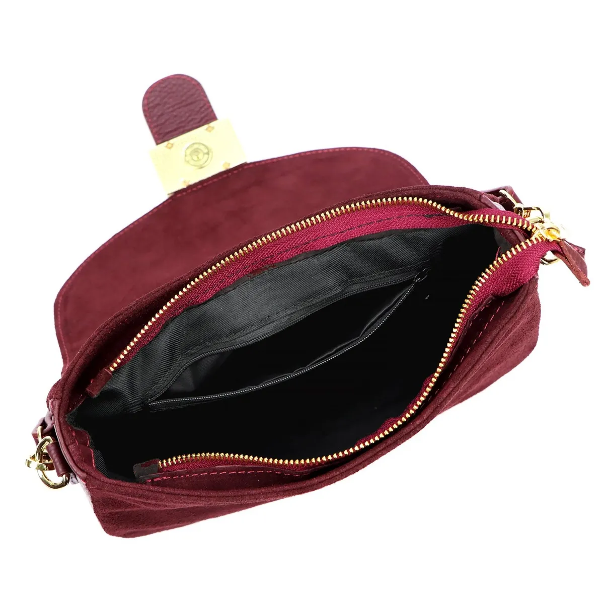 Vera Pelle Damska skórzana listonoszka torebka przez ramię z kieszenią