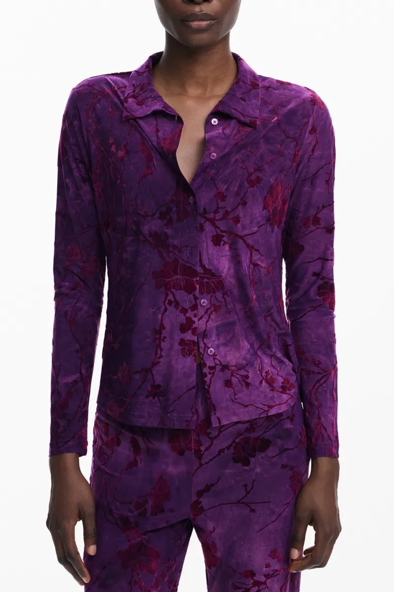 DAMSKA KOSZULA Z DŁUGIM RĘKAWEM W KOLORZE FIOLETOWYM DESIGUAL