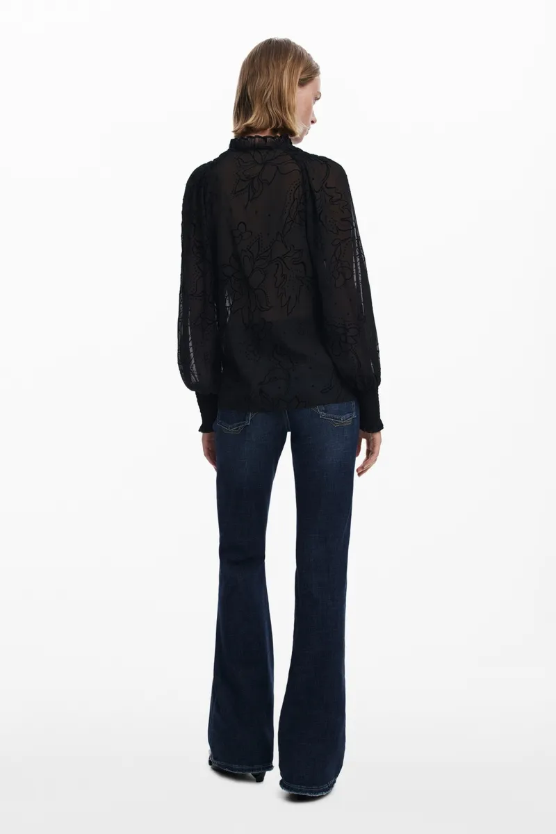 DAMSKA KOSZULA Z DŁUGIM RĘKAWEM DESIGUAL, CZARNA