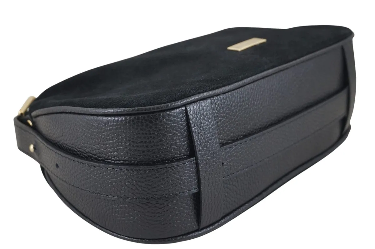 Elegancka torebka zamszowa na ramię - Czarna