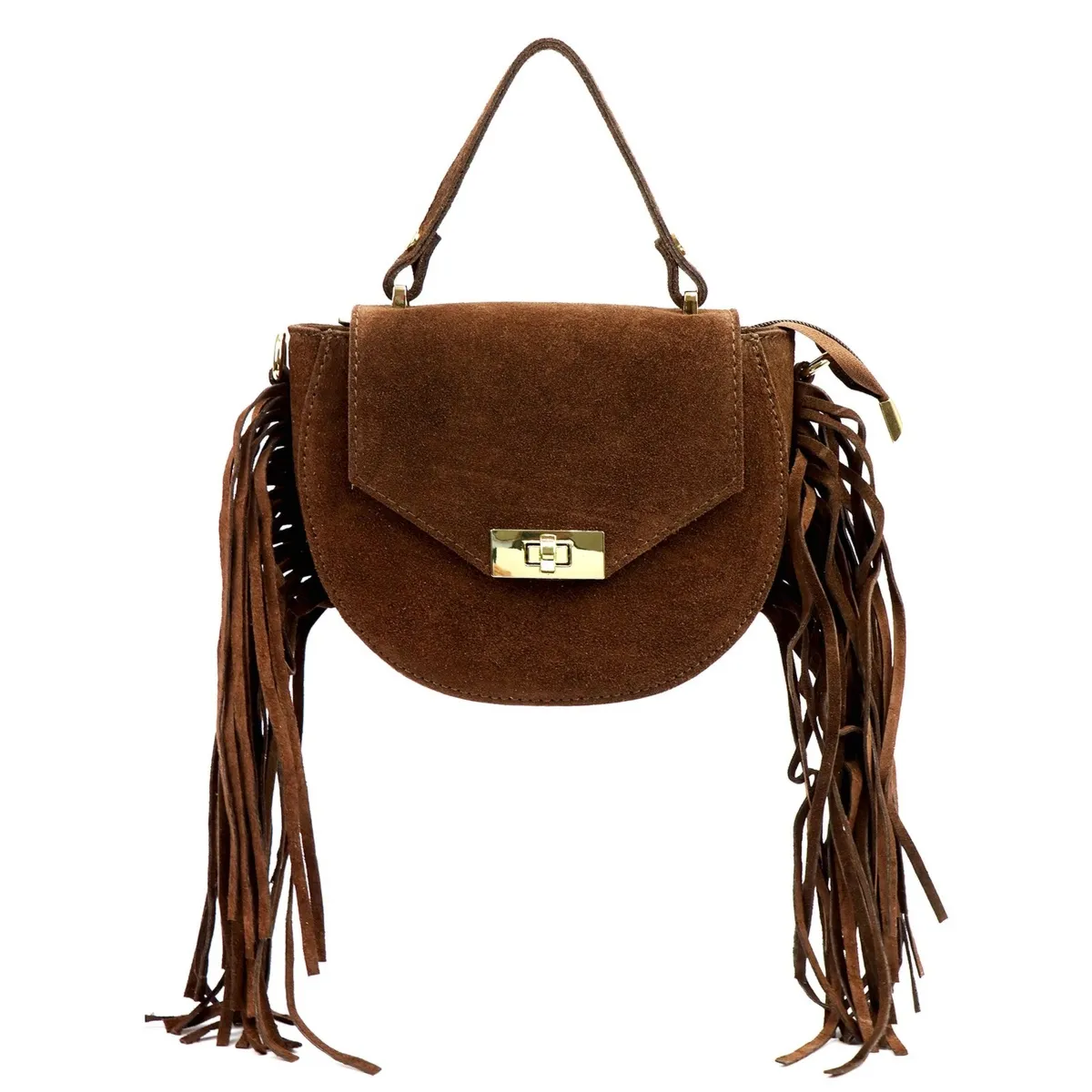 Boho damska skórzana listonoszka z frędzlami torebka na ramię Luka