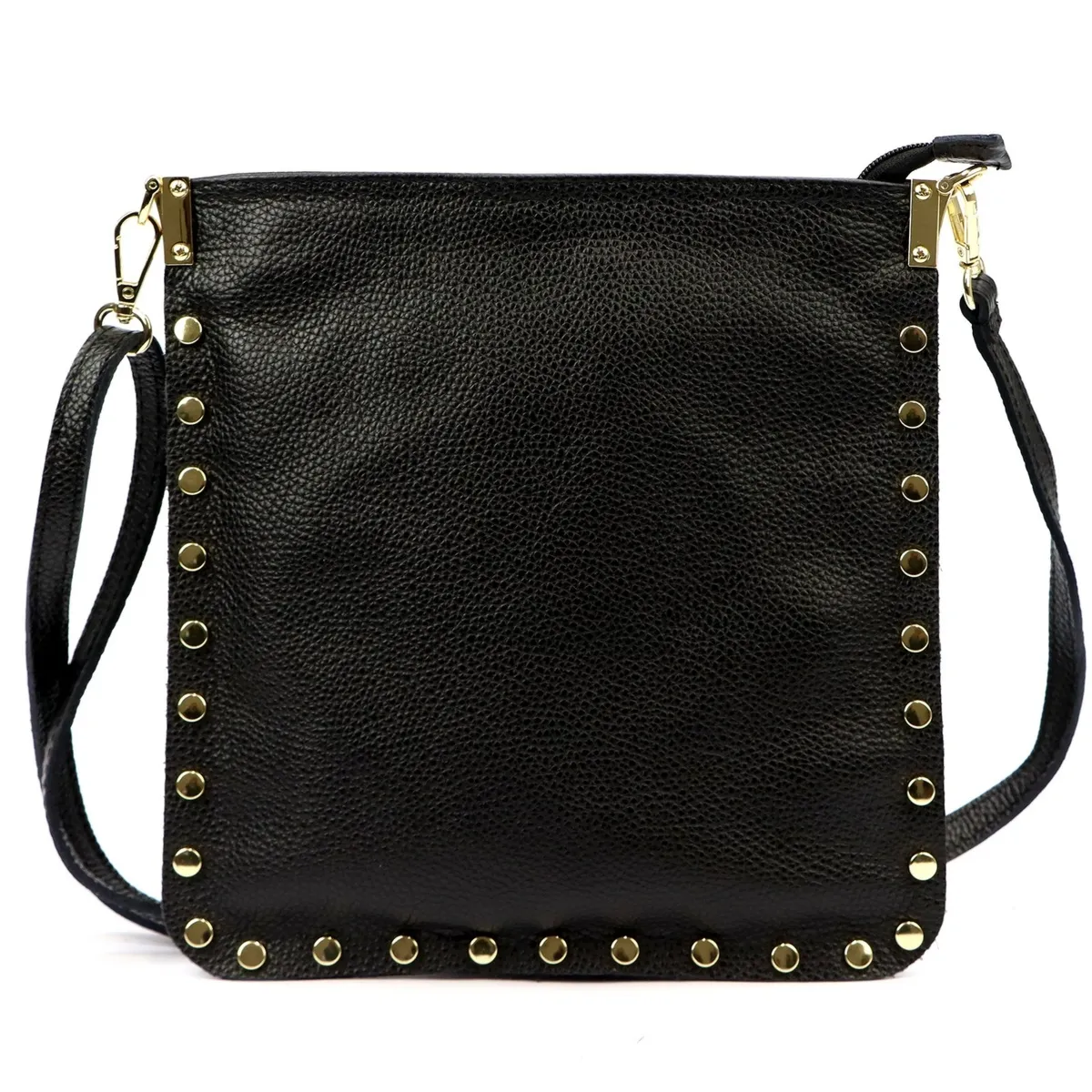 Zgrabna damska listonoszka skórzana torebka na ramię z dżetami Luka