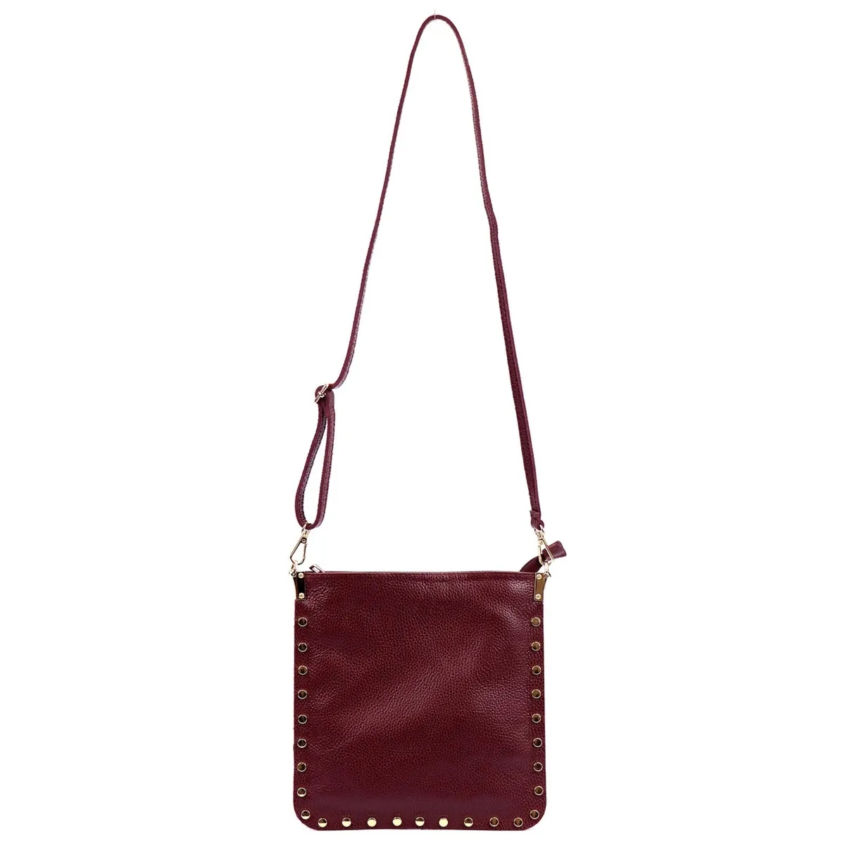 Zgrabna damska listonoszka skórzana torebka na ramię z dżetami Luka