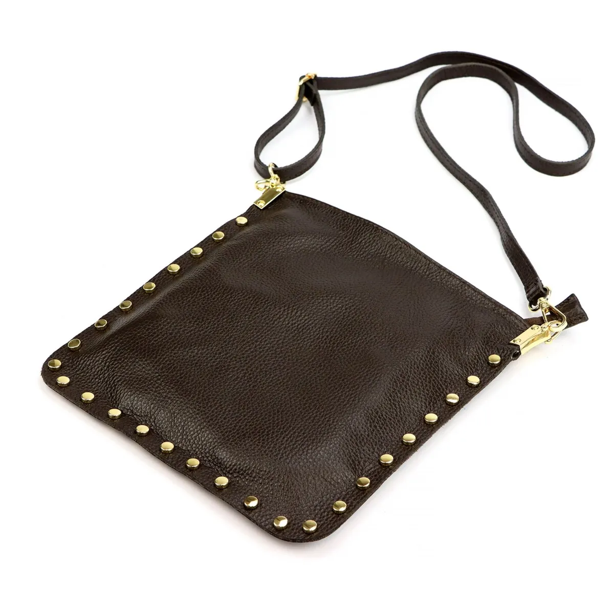 Zgrabna damska listonoszka skórzana torebka na ramię z dżetami Luka