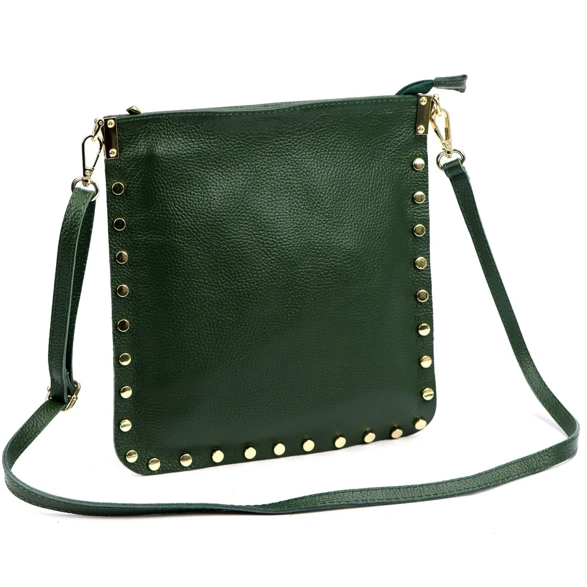 Zgrabna damska listonoszka skórzana torebka na ramię z dżetami Luka