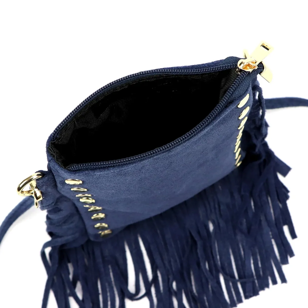 Mała damska listonoszka z frędzlami i dżetami mała torebka na ramię Luka