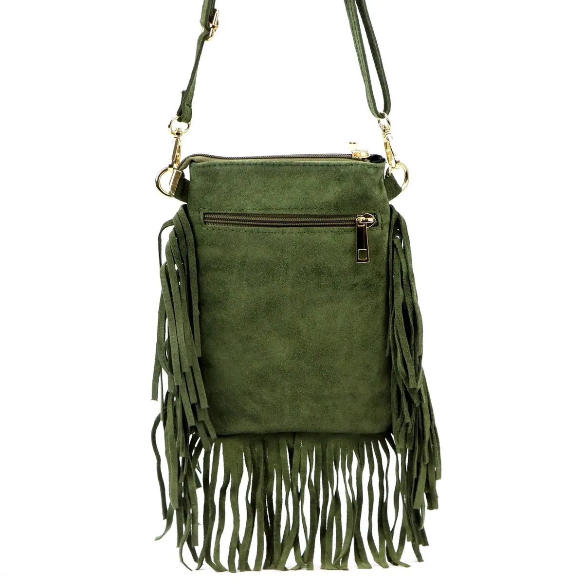 Mała damska listonoszka z frędzlami i dżetami mała torebka na ramię Luka