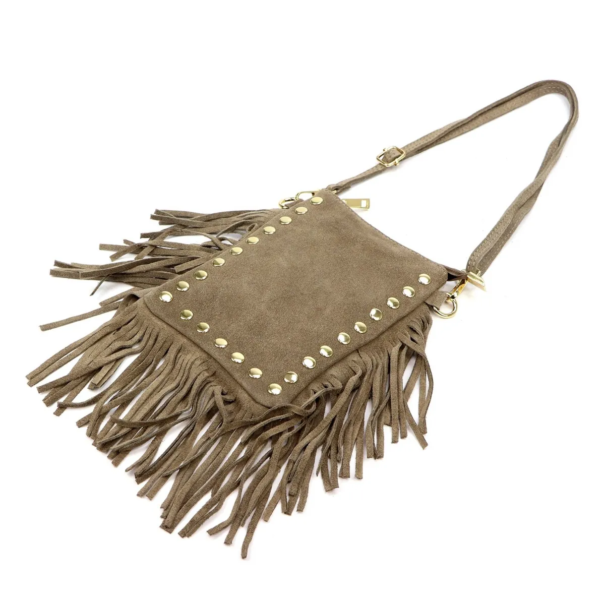 Mała damska listonoszka z frędzlami i dżetami mała torebka na ramię Luka